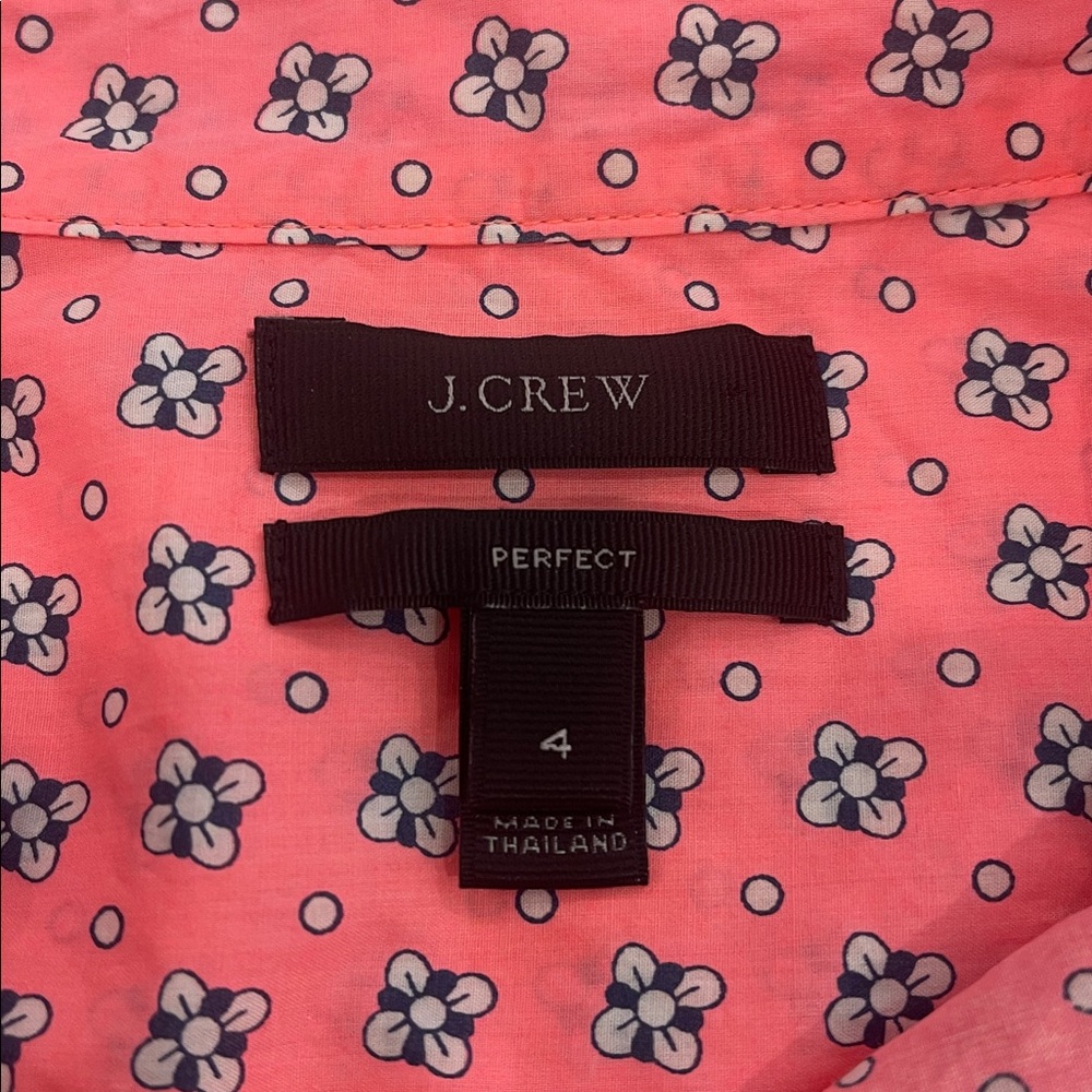 J.Crew Pink Coral Perfect Cottagecore Button-Down Shirt Size 4 - Picture 7 of 8